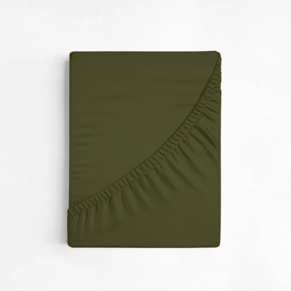 Dreamers Den Premium Jersey Elastan Topper Hoeslaken Biologisch Katoen Olijfgroen