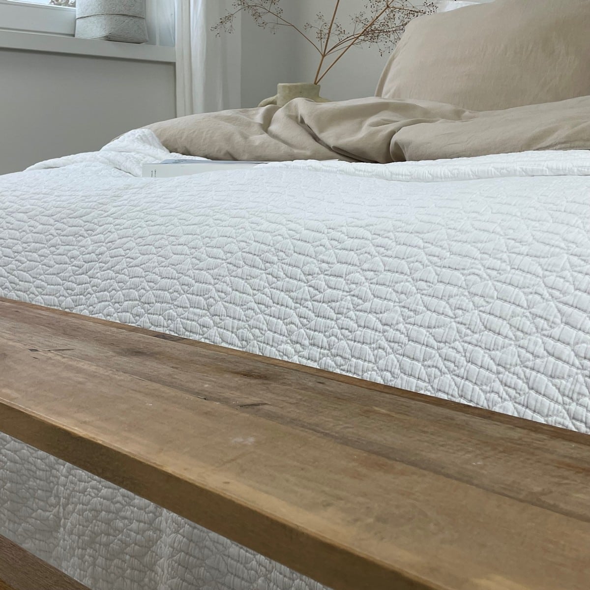 Town&Country Stonewashed Katoen Sprei - Carolina Wit
