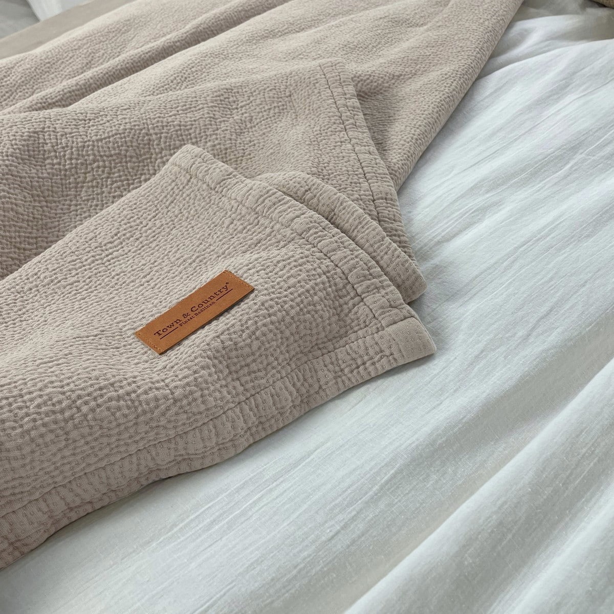 Town&Country Stonewashed Katoen Sprei- Hunter Zand