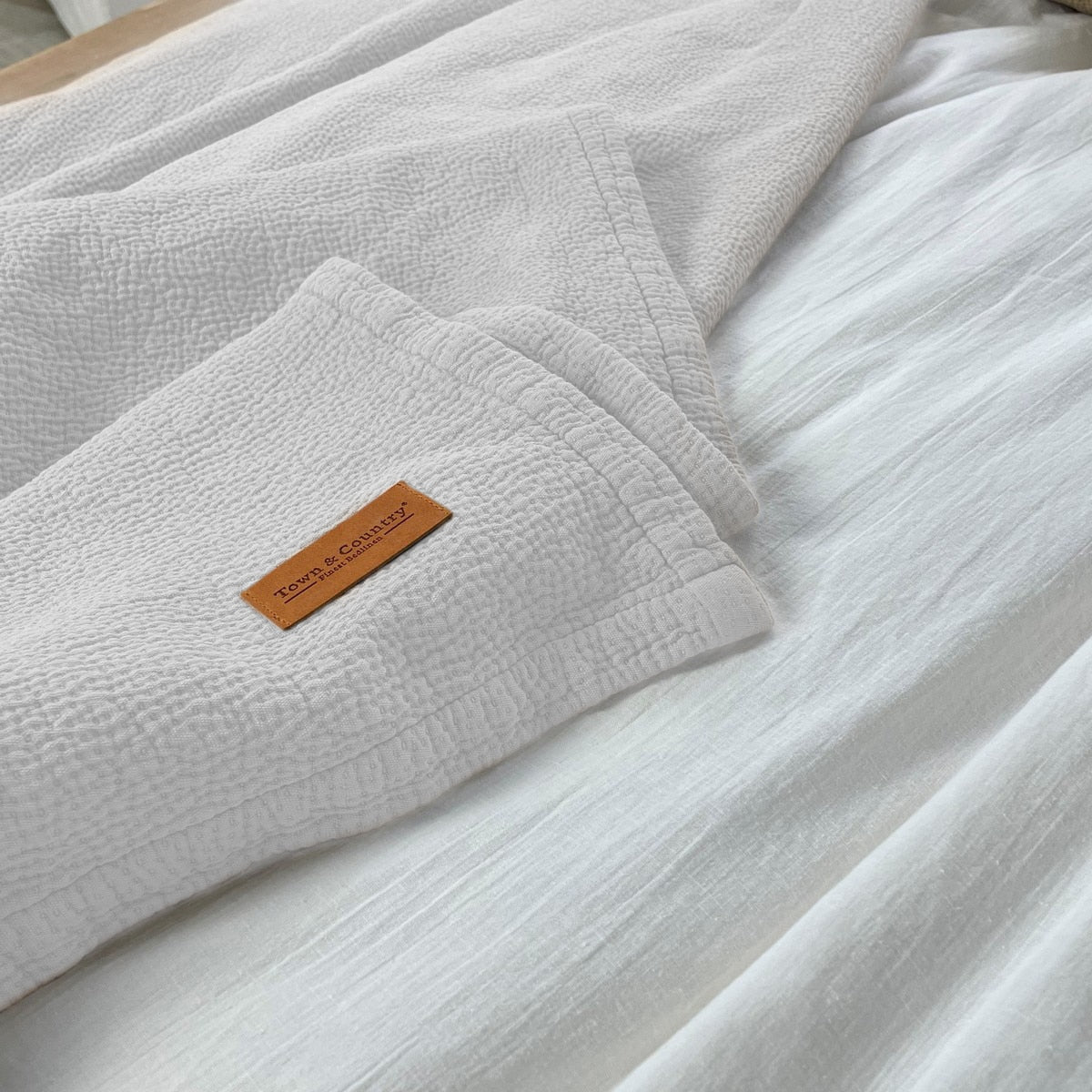 Town&Country Stonewashed Katoen Sprei- Hunter Wit