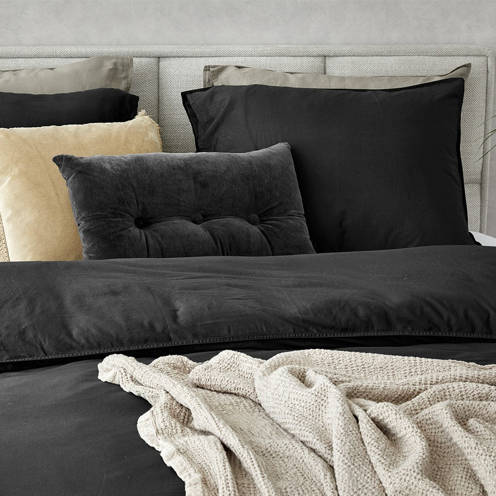 Dreamers Den Kussenslopen set 100% Gewassen Katoensatijn Zwart 2x 60x70cm