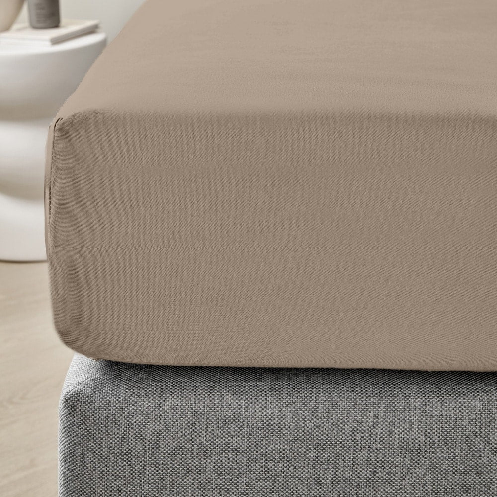 Dreamers Den Premium Jersey Elastan Topper Hoeslaken Biologisch Katoen Taupe