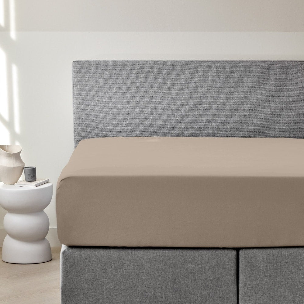 Dreamers Den Premium Jersey Elastan Hoeslaken Biologisch Katoen Taupe