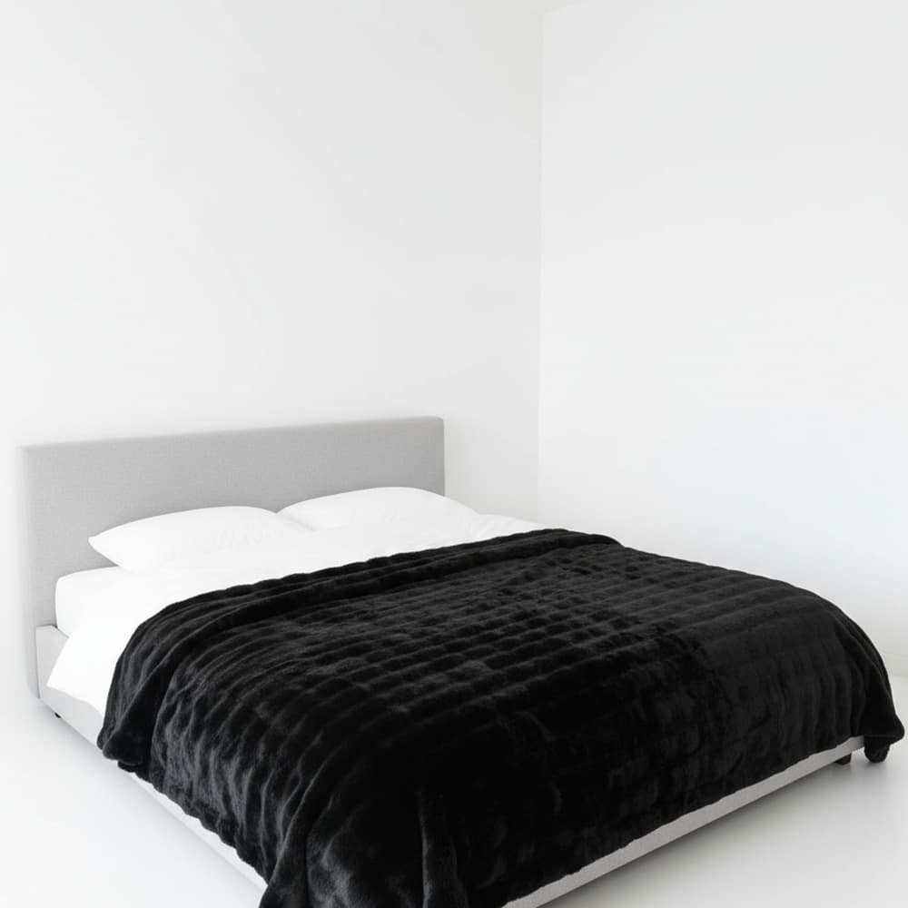 Lunetta Home Deken / Plaid Fake Fur ( Bont ) Bubble Antraciet 150x200 cm Zachte Kwaliteit