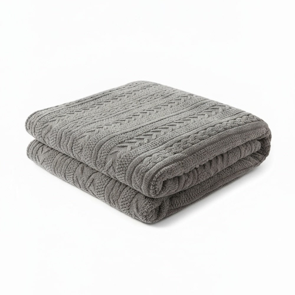 Lunetta Home Deken / Plaid Flanel Jacguard Donker Grijs 150x200 cm