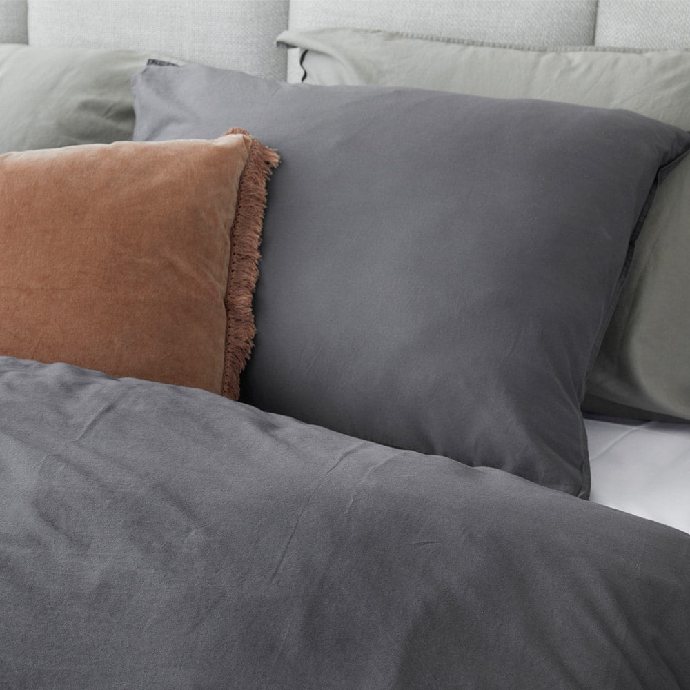 Dreamers Den Kussenslopen set 100% Gewassen Katoensatijn Donkergrijs 2x 60x70cm