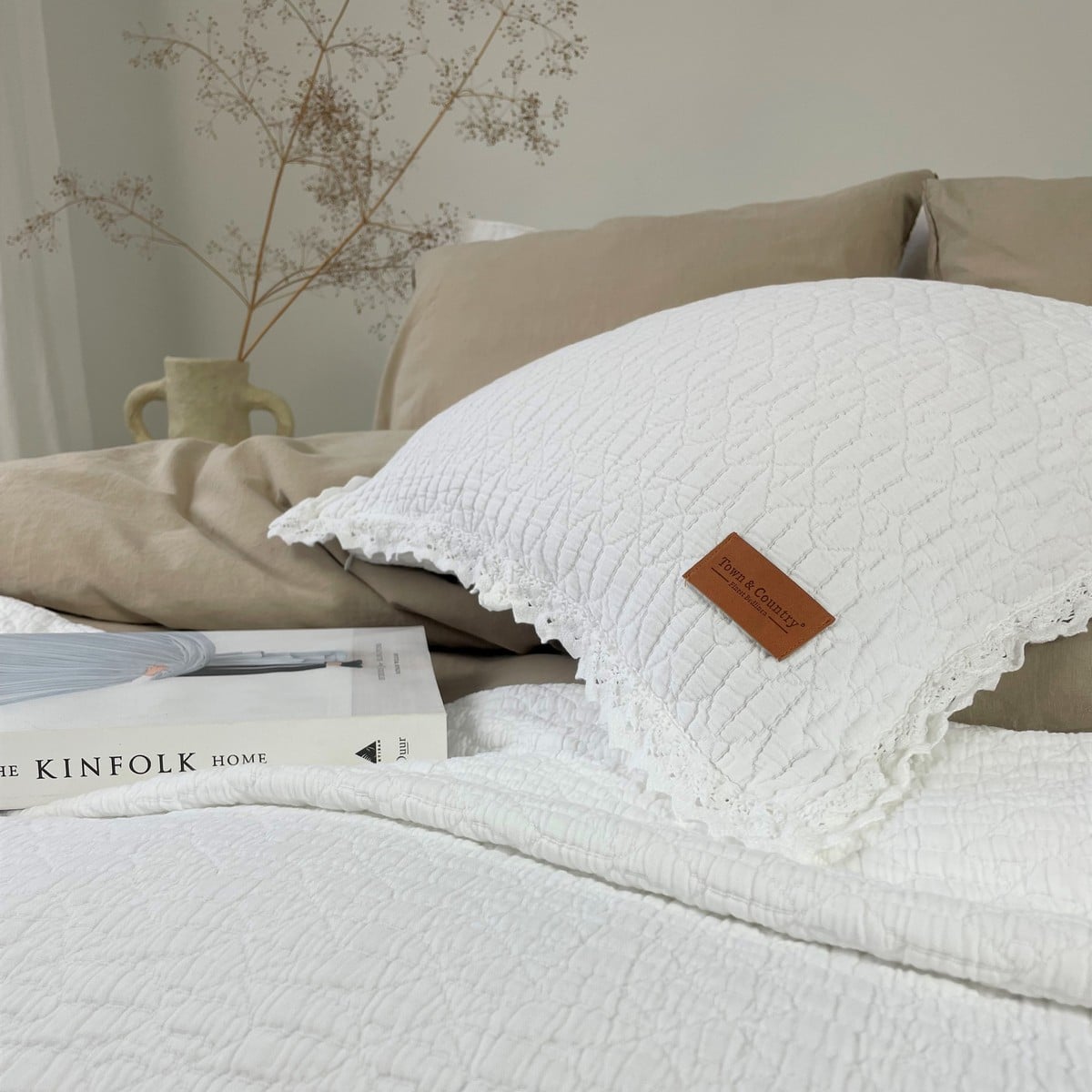 Town&Country Stonewashed Katoen Sprei - Carolina Wit