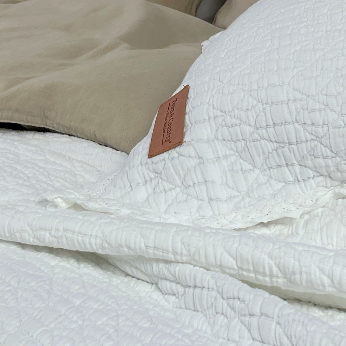 Town&Country Stonewashed Katoen Sprei - Carolina Wit