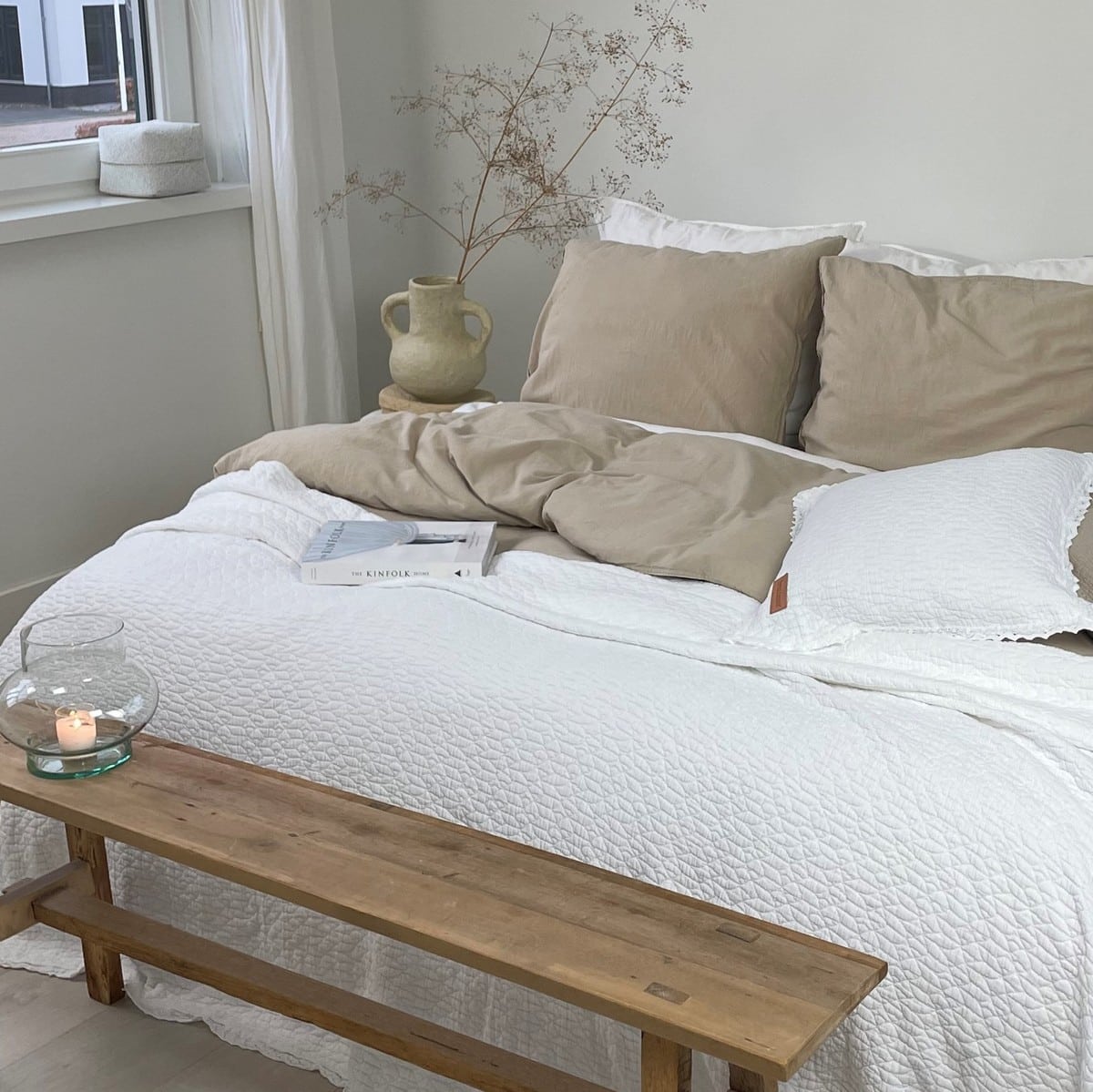 Town&Country Stonewashed Katoen Sprei - Carolina Wit