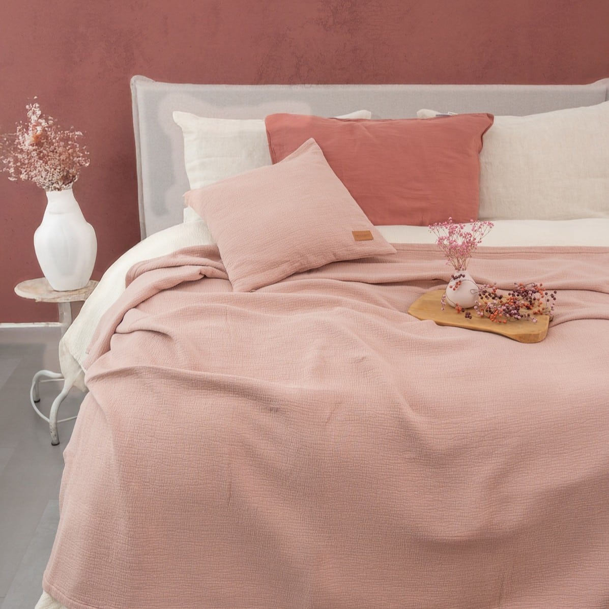 Town&Country Stonewashed Katoen Sprei- Hunter Roze