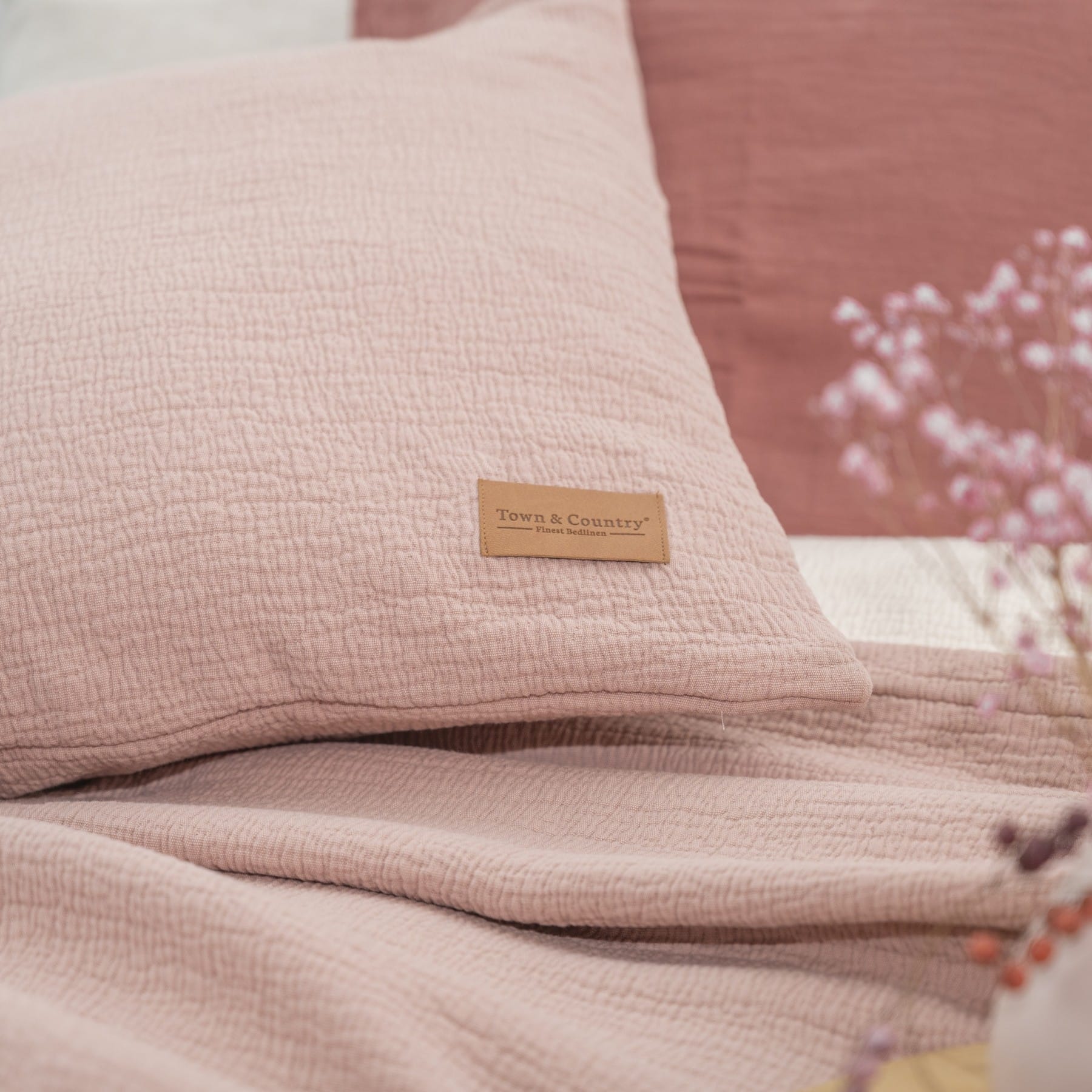 Town&Country Stonewashed Katoen Sprei- Hunter Roze