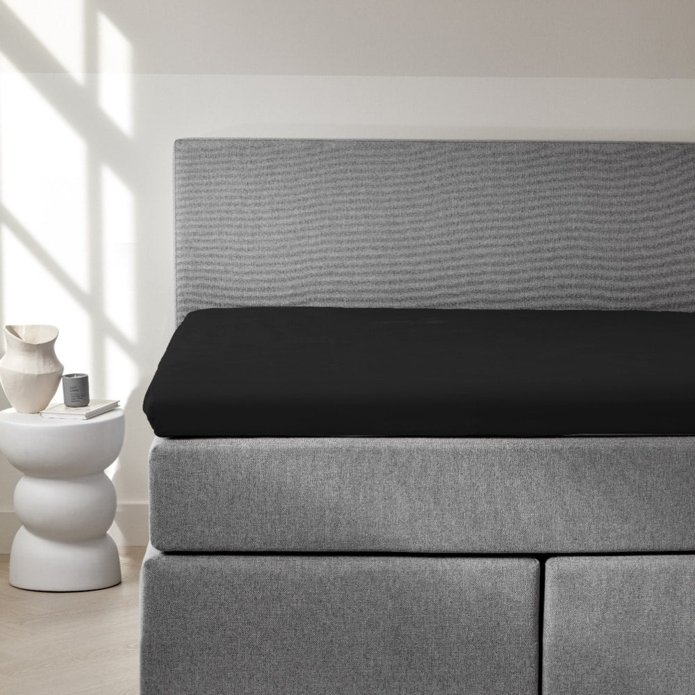 Dreamers Den Premium Jersey Elastan Topper Hoeslaken Biologisch Katoen Zwart