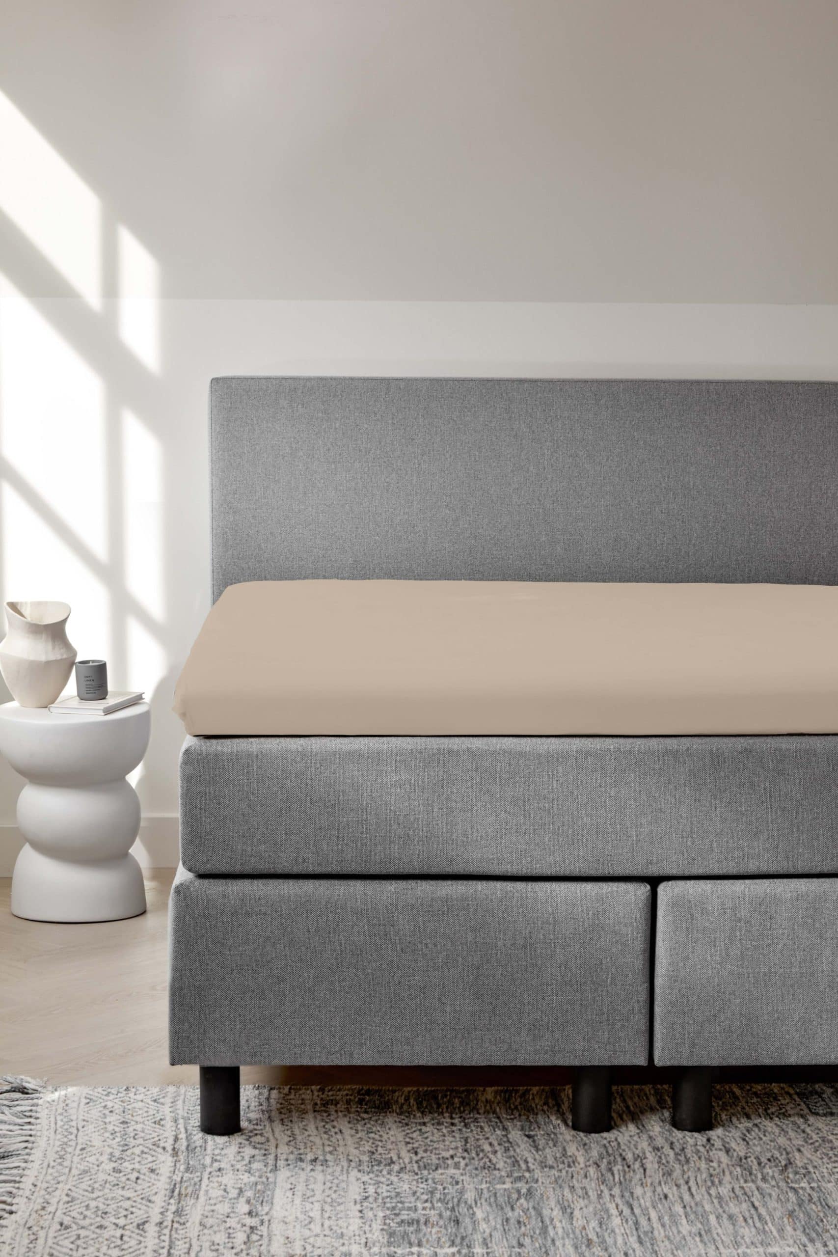 Dreamers Den Premium Jersey Elastan Split Topper Hoeslaken Biologisch Katoen Naturel