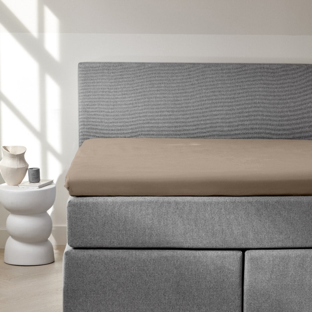 Dreamers Den Premium Jersey Elastan Topper Hoeslaken Biologisch Katoen Taupe