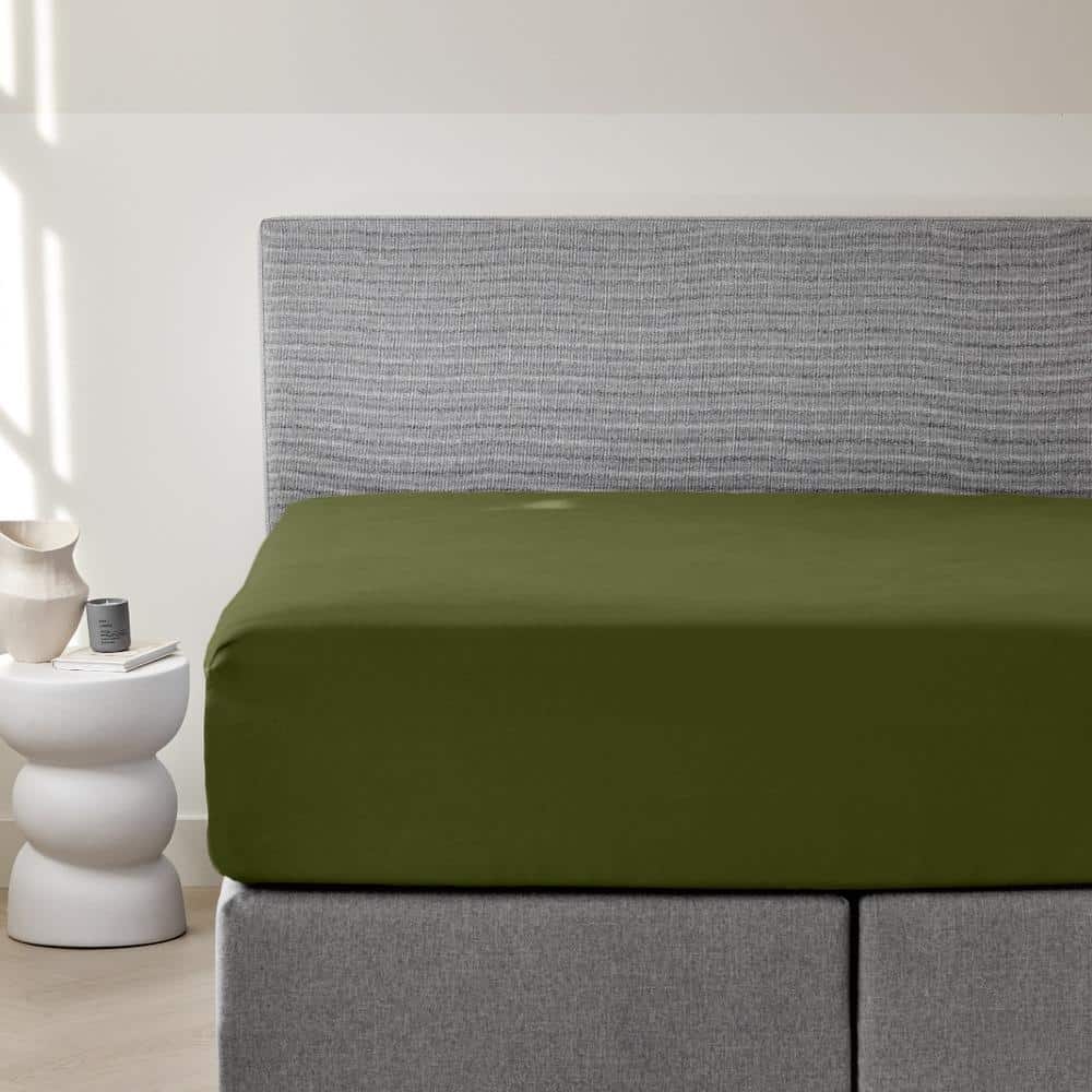 Dreamers Den Premium Jersey Elastan Hoeslaken Biologisch Katoen Olijfgroen
