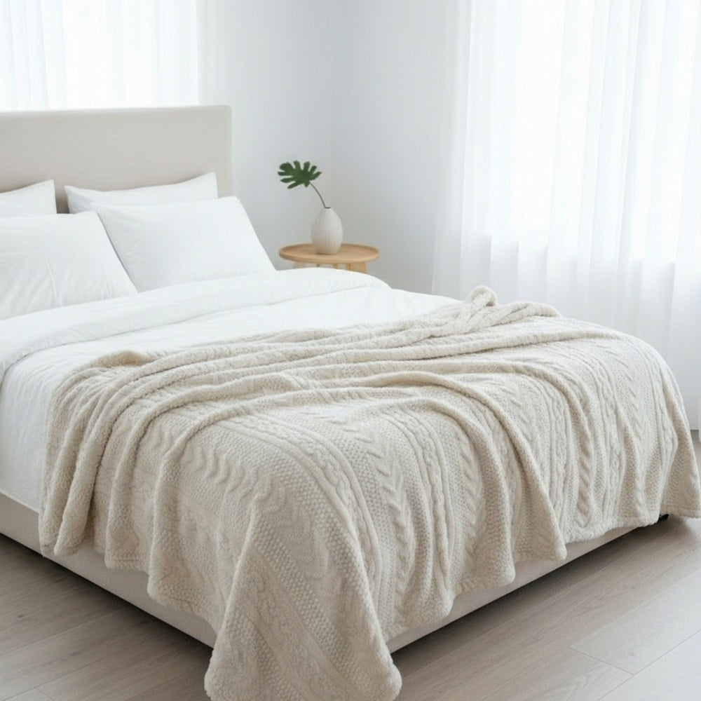 Lunetta Home Plaid Flanel Jacguard Creme 150x200 cm Deken